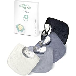 Muslin Baby Bibs for Unisex Girls & Boys- 4-Pack 100% Cotton Baby Bibs for Drooling and Teething, 0-36 months, Baby boy gifts, Baby shower gifts