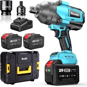 3/4 in. Cordless Impact Wrench Set 2000Nm, 1475ft-lbs High Torque Brushless Power Impact Gun 1/2‘’, 2x 6.0AH Battery, Fast Charger, Heavy Duty Electric Impact Driver for Truck Mower Car Repair