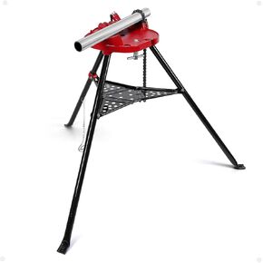 DEXSO Tripod Pipe Vise Stand with Chain, 1/8" -6" Capacity, Long-lasting Pipe Stand with Foldable Steel Legs for Pipe Cutting & Bending & Threading, for Pipefitters, Plumbers