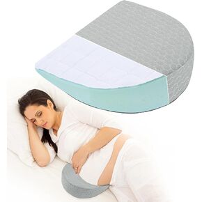 MABOZOO Pregnancy Wedge Pillow, 14.5"x13.3"x4" Maternity Pillow Memory Foam Portable Pregnancy Body Pillow Removable for Sleeping Provide Support
