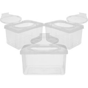 Ciieeo 3 Pcs Baby Wipes Dispenser Tissue Storage Box Wet Wipes Holder with Lid Refillable Wipe Case Container for Home Office Desk Transparent