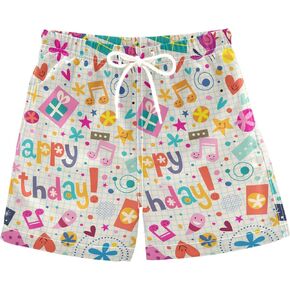 senya Boys Swim Trunks Quick Dry UPF 50+ Plaid Happy Birthday Beach Board Shorts Kids Bathing Suits Swimsuit