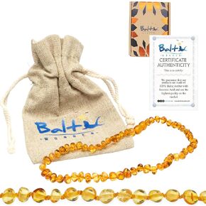 Baltic Amber Necklace (Baroque Honey) Unisex - 100% Certified Authentic Baltic.