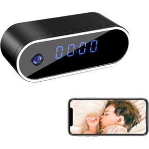 Hidden Camera Clock 1080P Wireless Spy Camera Covert Nanny Cam Baby Monitor HD Home Indoor Security Cam Night Vision Motion Detection for Office No Audio