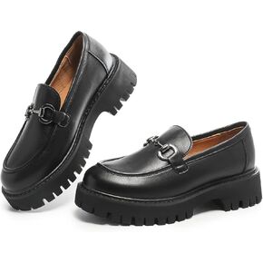 Chunky Loafers Women Platform Loafers for Women Chunky Heel Lug Sole Loafers for Women Slip ons Round Toe