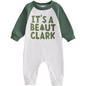 Newborn Baby Boy Christmas Outfit Infant Thanksgiving Romper Long Sleeve Bodysuit Jumpsuit Cute Fall Winter Clothes