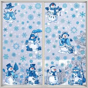 8 Sheets(118 Pieces) Snowflake Christmas Window Clings, Rainbow Prismatic Window Clings Christmas Decorations,Christmas Window Stickers,Christmas Window Decorations,Holiday Window Decorations