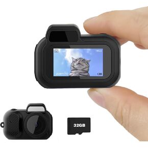 Mini Digital Camera, Micro Camera Camcorder 1080P HD 2MP with LCD Screen, Ultra Key Chain Camera, Small Compact Portable Video Recorder(with 32GB Card)