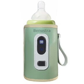 Portable Bottle Warmer for Breastmilk and Formula, Travel Baby Bottle Warmer with Led Display, 5 Temperature Adjustable Baby Milk Warm Keeper, USB Bottle Warmer On The Go for Travel Car