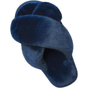 JIASUQI Women's Open Toe Slippers Fuzzy Fluffy House Slippers for Women Cozy Criss Cross Furry Slides Slippers