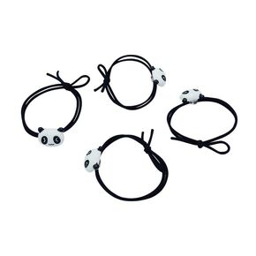 4Pcs Black Small Panda Hair Ties for Women Girls Elastic Hair Rings Cute Hair Accessories，Panda Hair Ties