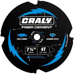 CRALY 7-1/4 Inch 4 Teeth Hardie Fiber Cement Circular Saw Blade, 5/8 Inch Arbor, Polycrystalline Diamond Tipped (PCD), Thin Kerf, Black Ice™, for Laminate Flooring, 3-Pack(C0704FC-3) in Saudi Arabia