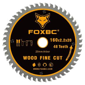 FOXBC 160mm Track Saw Blade 48 Tooth for Festool TS55, TSC 55, ATF 55, AP 55, HK 55, HKC 55, DeWalt DWS520K, Makita SP6000J Track Saw, Saw Blade 160x2.2x20mm Wood Fine Cut