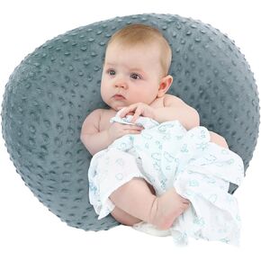 LAT Nursing Pillow for Breastfeeding with Removable Minky Cover,Ergonomic Breast Feeding Pillows for Mom and Baby,Machine Washable(Pink)
