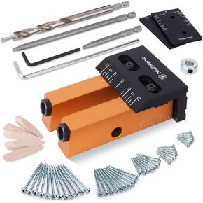 MulWark 2 In 1 Aluminum Pocket Hole Jig Kit with Removable Pocket Screw Jig, Adjustable Hole Pitch and 15 Degree Angled Drill Guides - Pocket Jig Hole Kit is a Carpenter Woodworking Tool for Joinery