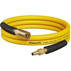 DEWENWILS 3/8 Inch x 6FT Air Hose 300 PSI, Heavy Duty Air Compressor Hose with 1/4" Industrial Quick Coupler Fittings, Flexible and Kink Resistant Hybrid Air Hose (Yellow)