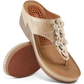 HARENCE Wedge Sandals for Women Dressy: Comfortable Cushion Footbed Walking Platform Shoes Summer Casual Womens Flip Flops