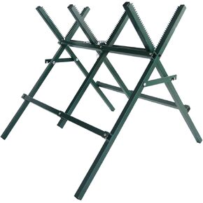 Log Sawhorse, Log Cutting Stand, Heavy Duty Log Sawbuck Cutting Firewood, Adjustable Steel Saw Horse, Folding Log Cutting Sawhorse, Miter Saw Stand, Green Color, Weight Capacity 150LBS