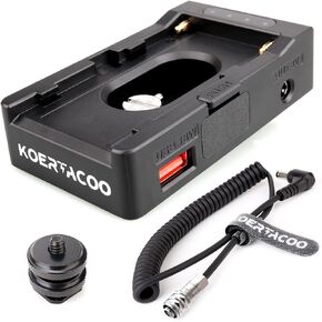 NP-F Battery Plate Adapter + BMPCC 4K/6K Locking DC Cable to Power Blackmagic Pocket Cinema Camera 4K/6K,Compatible with Sony NP-F970 F960 F770 F750 F570 F550 Battery.