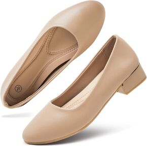 hash bubbie Women's Loafers Slip on Shoes Chunky Low Block Heels Closed Toe Pumps Shoes Office Shoes Ladies Elegant Wedding Dress Shoes
