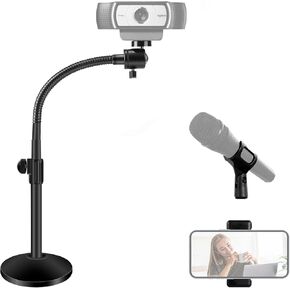 Webcam Stand for Desk, Stable Metal Base, Adjustable Arm, and Universal Compatibility for Logitech Webcam C922 C930e C920S C920 C615 C960 and Other Webcam with 1/4" Thread