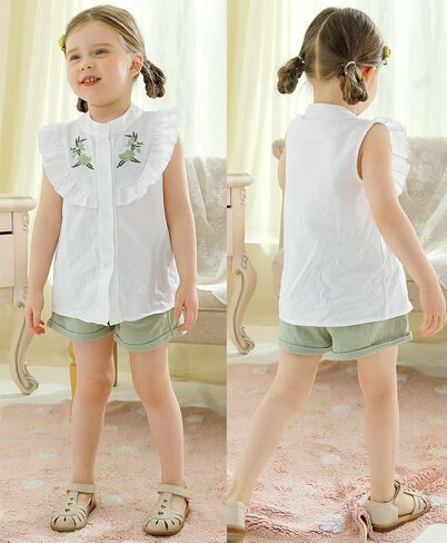 Happy Town 2PCS Set Toddler Kids Baby Girls Outfits Clothes T-Shirt Vest Tops and Shorts Pants in Saudi Arabia
