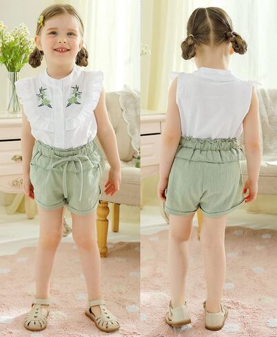 Happy Town 2PCS Set Toddler Kids Baby Girls Outfits Clothes T-Shirt Vest Tops and Shorts Pants in Saudi Arabia