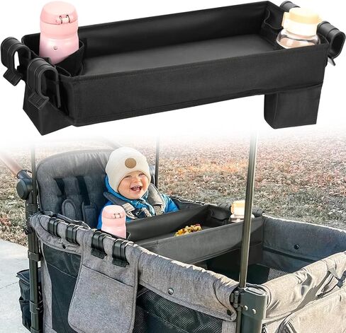 Upgraded Stroller Snack Tray for Wonderfold Wagon W4 Series - Kids Toy Placement - Faux Leather Sides - Easy to Clean - Deeper Cup Holder - Reinforced Sides in Saudi Arabia