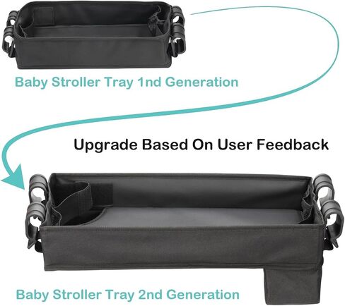 Upgraded Stroller Snack Tray for Wonderfold Wagon W4 Series - Kids Toy Placement - Faux Leather Sides - Easy to Clean - Deeper Cup Holder - Reinforced Sides in Saudi Arabia