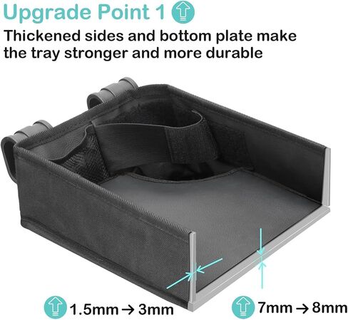 Upgraded Stroller Snack Tray for Wonderfold Wagon W4 Series - Kids Toy Placement - Faux Leather Sides - Easy to Clean - Deeper Cup Holder - Reinforced Sides in Saudi Arabia