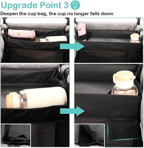 Upgraded Stroller Snack Tray for Wonderfold Wagon W4 Series - Kids Toy Placement - Faux Leather Sides - Easy to Clean - Deeper Cup Holder - Reinforced Sides in Saudi Arabia
