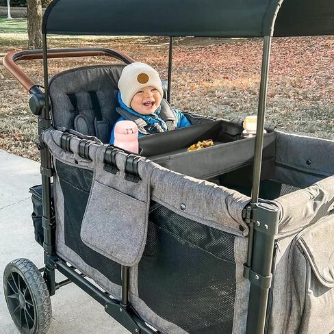 Upgraded Stroller Snack Tray for Wonderfold Wagon W4 Series - Kids Toy Placement - Faux Leather Sides - Easy to Clean - Deeper Cup Holder - Reinforced Sides in Saudi Arabia