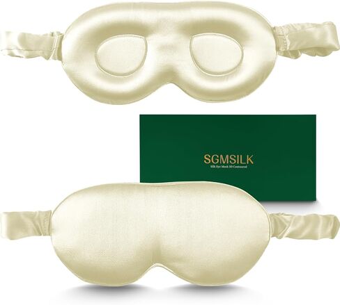 Mulberry Silk Sleep Mask with Adjustable Strap, 3D Contoured Cup Eye Mask for Sleeping, Super Soft Breathable Silk Eye Covers, Blackout Eye Mask for Lash Extensions, Travel Eye Mask Light Grey in Saudi Arabia
