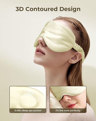 Mulberry Silk Sleep Mask with Adjustable Strap, 3D Contoured Cup Eye Mask for Sleeping, Super Soft Breathable Silk Eye Covers, Blackout Eye Mask for Lash Extensions, Travel Eye Mask Light Grey in Saudi Arabia