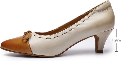 Mona flying Womens Leather Elegant Pointed Toe Bowknot Pumps Ladies Kitten Heels Dressy Casual Office Work Shoes in Saudi Arabia