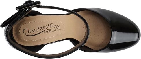 City Classified Comfort Women's Closed Toe Ankle Strap Block Heel in Saudi Arabia
