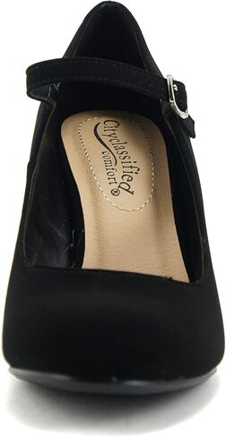 City Classified Comfort Women's Closed Toe Ankle Strap Block Heel in Saudi Arabia