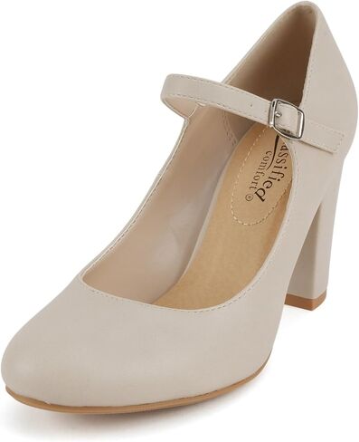 City Classified Comfort Women's Closed Toe Ankle Strap Block Heel in Saudi Arabia
