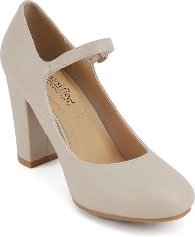 City Classified Comfort Women's Closed Toe Ankle Strap Block Heel in Saudi Arabia