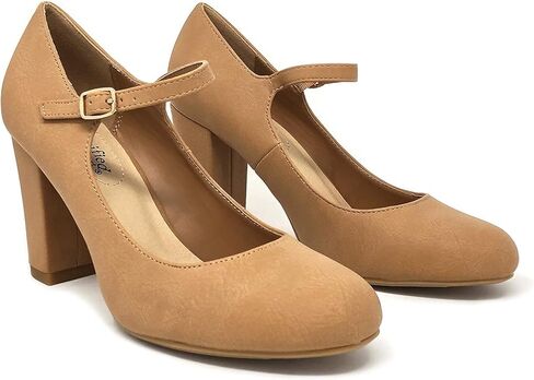 City Classified Comfort Women's Closed Toe Ankle Strap Block Heel in Kuwait