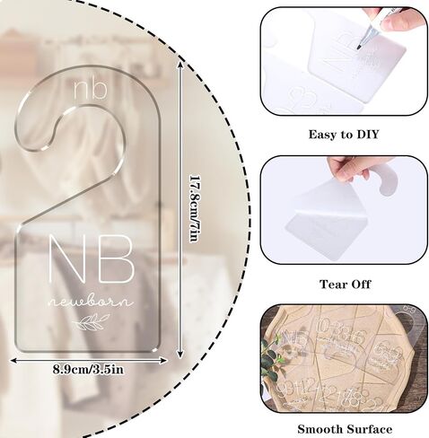 Whaline 7Pcs Baby Closet Size Dividers Clear Acrylic Infant Clothes Hanger Separators Newborn to 24 Month Thicken Wardrobe Hanger Organizers for Home Nursery Baby Clothing, 3.5 x 7Inch in Saudi Arabia