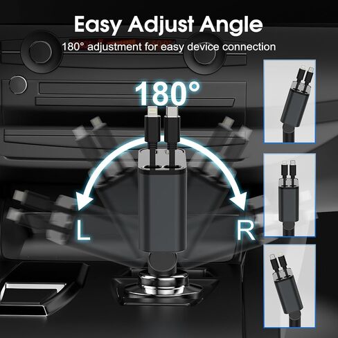 Smaller Fast Car Charger,4 in 1 Retractable Car Charger, with Cord USB C Car Charger Adapter, Compatible Smartphone, Magic Gold in Saudi Arabia