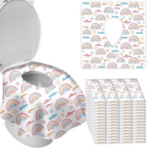 أغطية مقاعد المراحيض للاستعمال مرة واحدة للأطفال والكبار، محمية من المراحيض العامة أثناء التدريب على استخدام المرحاض أو السفر - كبيرة جدًا، مقاومة للماء، قابلة للحمل - ديناصور أزرق (60 قطعة) in Kuwait