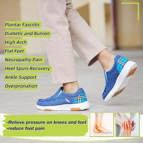 أحذية OrthoComfoot النسائية سهلة الارتداء لتقويم العظام: أحذية مريحة لالتهاب اللفافة الأخمصية مع دعم القوس للقدم المسطحة، أحذية تقويمية كاجوال لتخفيف آلام القدم والكعب in Kuwait