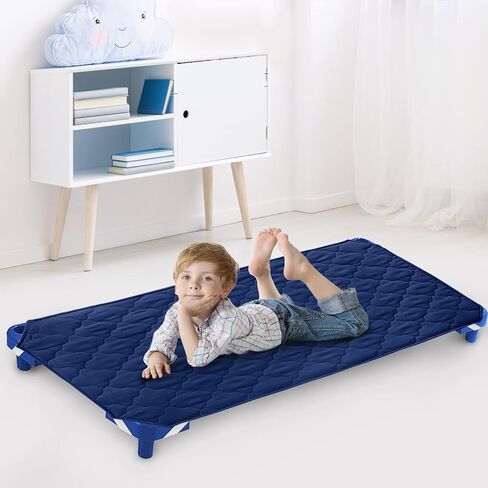 Cot Sheet for Standard Size Daycare/Pre-School Cot Kids Nap Mat Sheet 23" x 51", Children’s Naptime Cot Sheet Padded Cover, Breathable Nap Mat Cover for Boys and Girls, Navy in Kuwait