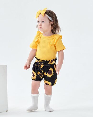 Newborn Baby Girl Summer Clothes Infant Girl Outfit Ruffle Romper Short Set Cute Baby Clothes for Girl in Saudi Arabia