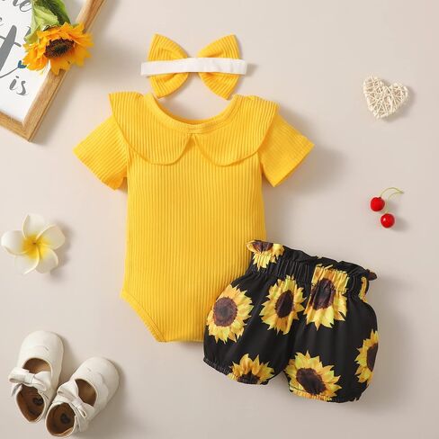 Newborn Baby Girl Summer Clothes Infant Girl Outfit Ruffle Romper Short Set Cute Baby Clothes for Girl in Saudi Arabia