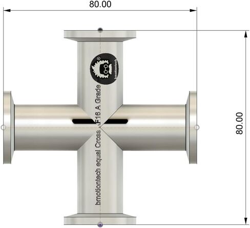 bmotiontech درجة فائقة - محول مكنسة كهربائية ذات شفة KF40 متقاطعة بأربعة اتجاهات، جميع الأطراف بشفة KF-40 (NW-40)، مصنوعة من الفولاذ المقاوم للصدأ 304، مكنسة كهربائية عالية (KF40 Cross) in Kuwait