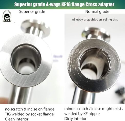 bmotiontech درجة فائقة - محول مكنسة كهربائية ذات شفة KF40 متقاطعة بأربعة اتجاهات، جميع الأطراف بشفة KF-40 (NW-40)، مصنوعة من الفولاذ المقاوم للصدأ 304، مكنسة كهربائية عالية (KF40 Cross) in Kuwait