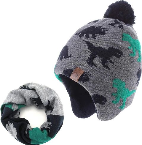 طقم قبعات ووشاح شتوي للأولاد من مون كيتي، مجموعة قبعات شتوية للأطفال الصغار للأولاد في الشتاء in Kuwait